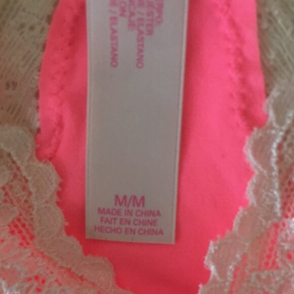 Victoria's Secret Bralette Neon Pink Crossback Lace Trim - Picture 10 of 15